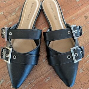 Sincerly Jules Black Buckle Strap Women's Flats